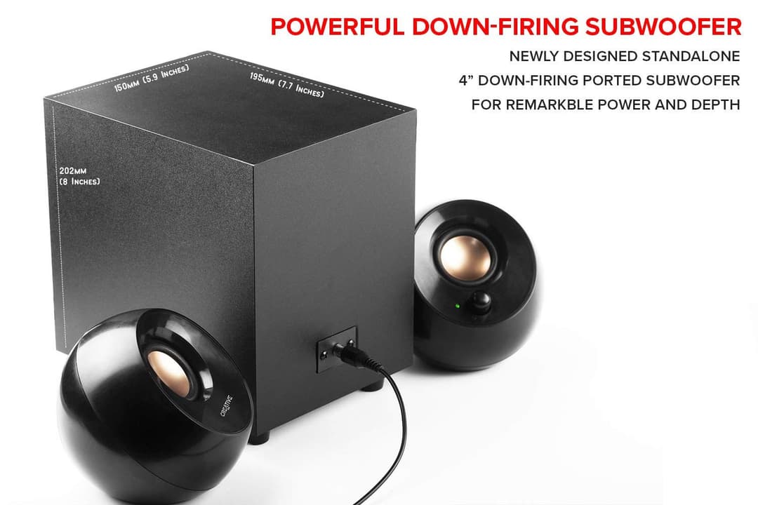 CREATIVE Pebble Plus 2.1 USB-Powered Desktop Speakers - Black/White - Image 2