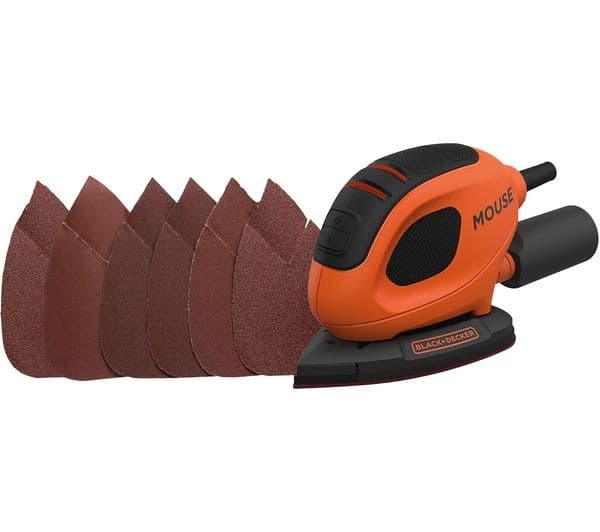 BLACK + DECKER BEW230-GB 55 W Mouse Detail Sander with 6 Sanding Sheets - Orange & Black - Image 3