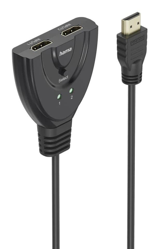 Hama 00205323 4K HDMI 2x1 Toggle Switch, 2x HDMI Socket to 1x HDMI Plug - Image 1