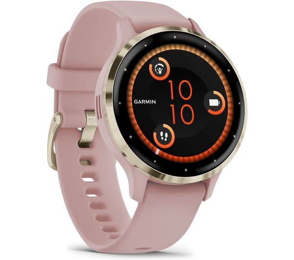Garmin Venu 3S GPS Smartwatch 41mm, Soft Gold Bezel with Dust Rose Silicone Band - Image 1