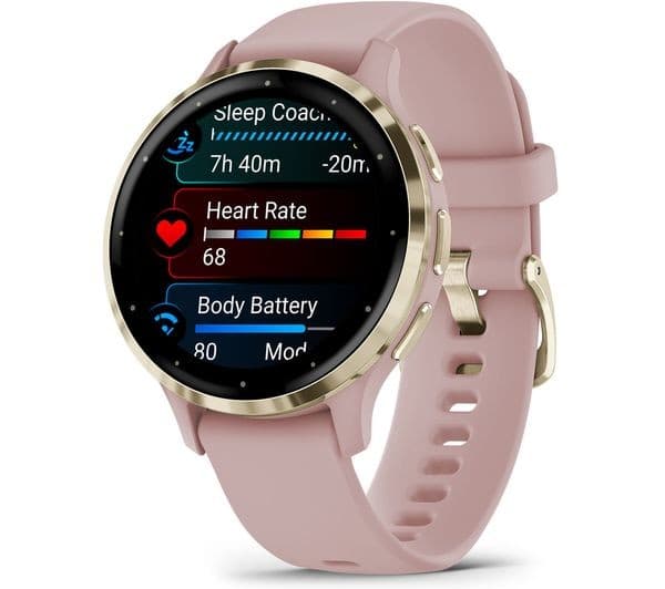 Garmin Venu 3S GPS Smartwatch 41mm, Soft Gold Bezel with Dust Rose Silicone Band - Image 8