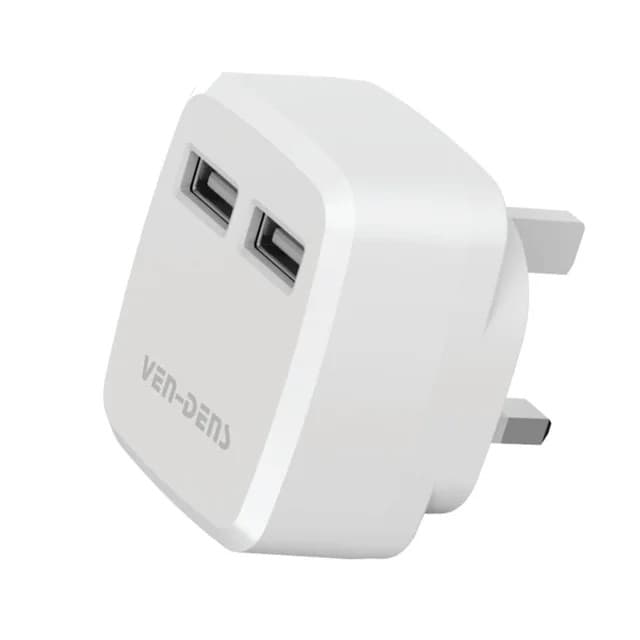 Speedy Premium Quality Dual USB Travel Charger, Compact, Stylish & Safe Charging Adapter SP-TC55A - White - Image 1