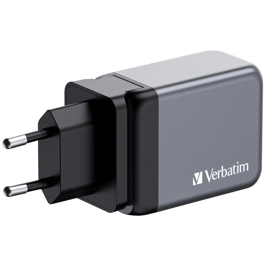Verbatim GNC-65 GaN Charger 65W with 2 x USB-C PD 65W / 1 x USB-A QC 3.0 (EU/UK/US) - Image 3