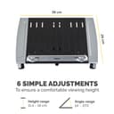 Fellowes Laptop Stand for Desk - Office Suites Plus Adjustable Laptop Stand for the Home and Office - Laptop Riser with 5 Height Adjustments - Max Monitor Size 17", Max Weight 5KG - Black/Silver thumbnail 4