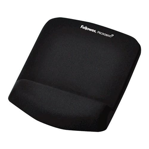 Fellowes Mouse Mat Wrist Support - PlushTouch Mouse Pad with Non Slip Rubber Base & Antibacterial Protection - Ergonomic Mouse Mat for Computer, Laptop, Home Office Use - Black - Image 1
