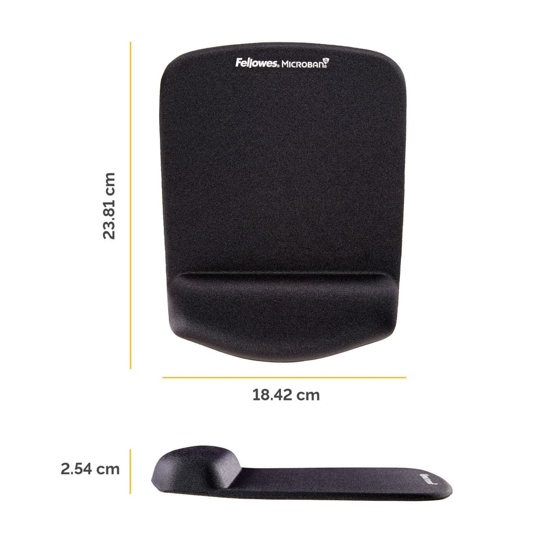 Fellowes Mouse Mat Wrist Support - PlushTouch Mouse Pad with Non Slip Rubber Base & Antibacterial Protection - Ergonomic Mouse Mat for Computer, Laptop, Home Office Use - Black - Image 2