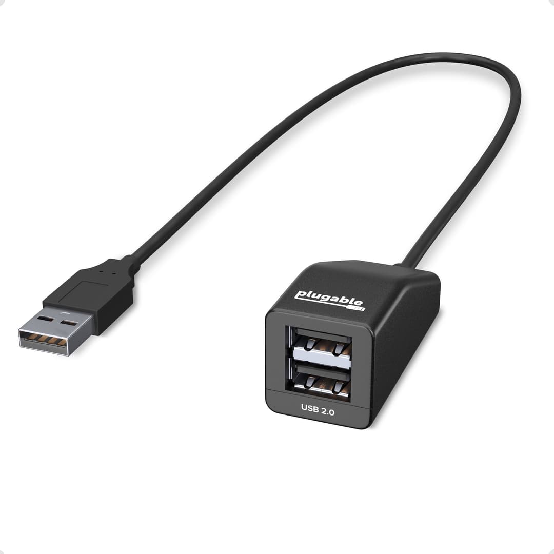 Plugable Technologies 2-in-1 USB Splitter with Dual USB 2.0 Ports, Compatible with Windows, Linux, macOS, Chrome OS, USB Multiport Hub for Laptops - Image 1