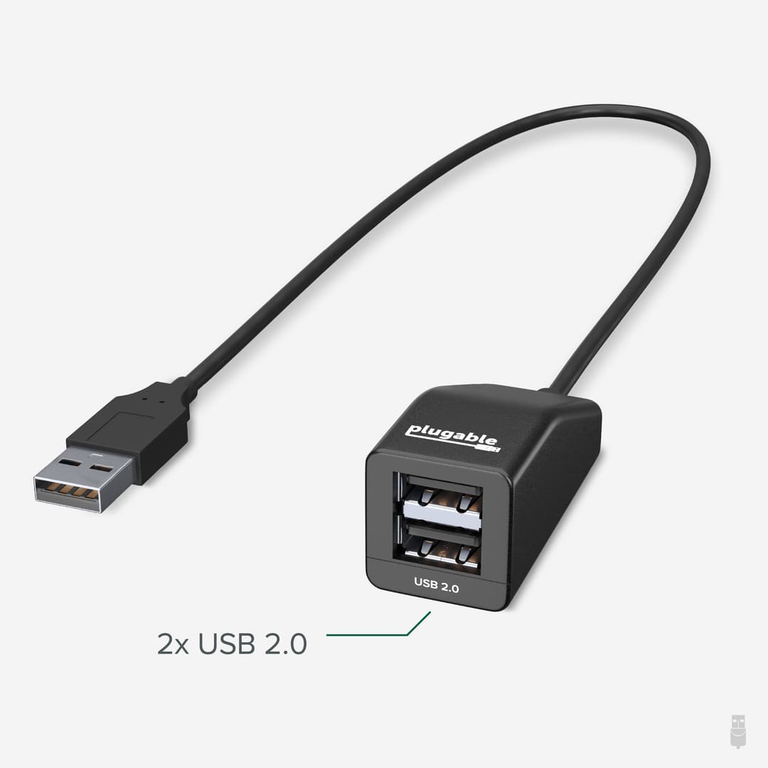 Plugable Technologies 2-in-1 USB Splitter with Dual USB 2.0 Ports, Compatible with Windows, Linux, macOS, Chrome OS, USB Multiport Hub for Laptops - Image 2