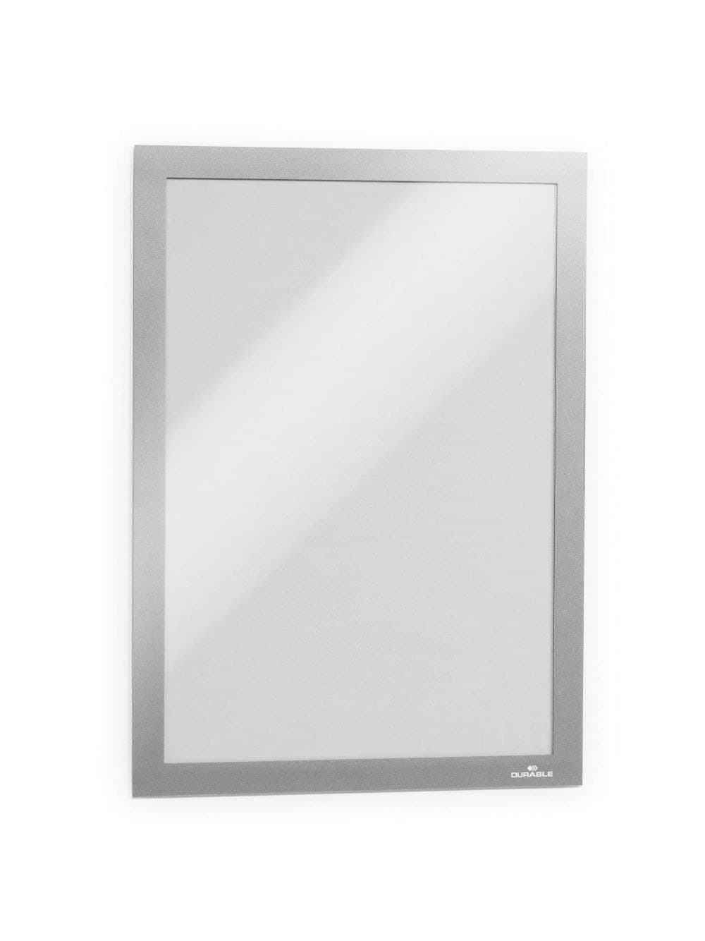 Durable DURAFRAME Self Adhesive Magnetic Signage Frame PK2 A4 Silver - Image 1
