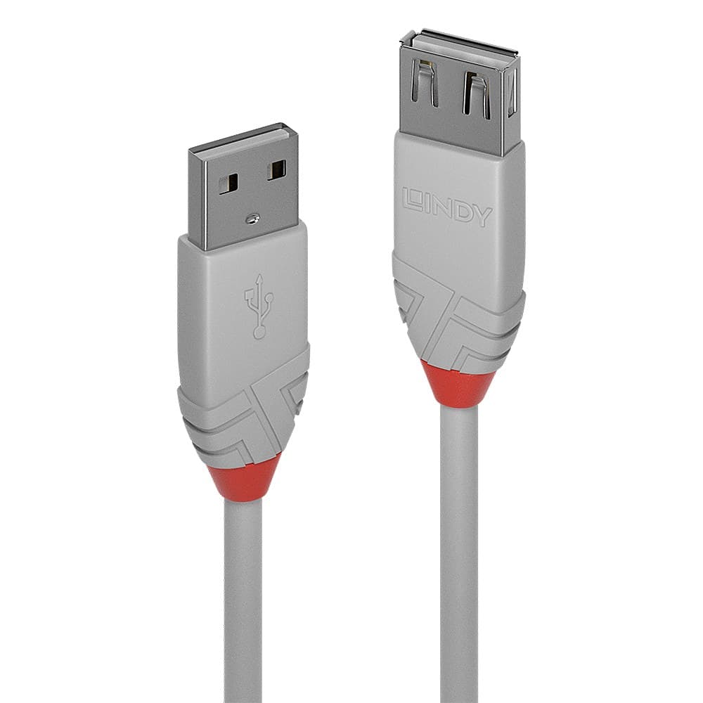 Lindy 0.5m USB 2.0 Type A Extension Cable, Anthra Line, Grey - Image 1