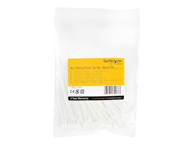 StarTech Cable Ties 10cm 100 Pack White - Image 8