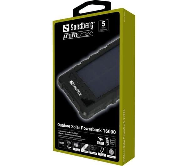Sandberg 16000 mAh Portable Outdoor Solar Power Bank - Blue & Black - Image 2