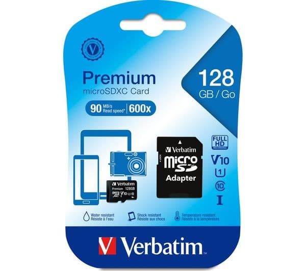 VERBATIM Premium Standard Performance Class 10 UHS-I U1 V10 microSDXC Memory Card with SD Adapter - 128 GB - Image 3