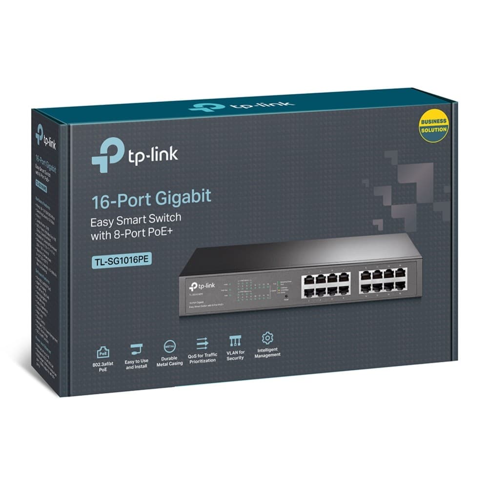 TP-LINK TL-SG1016PE 32 Gbit/s Rack Mountable Managed 16 x Gigabit Ethernet RJ45 Network Switch