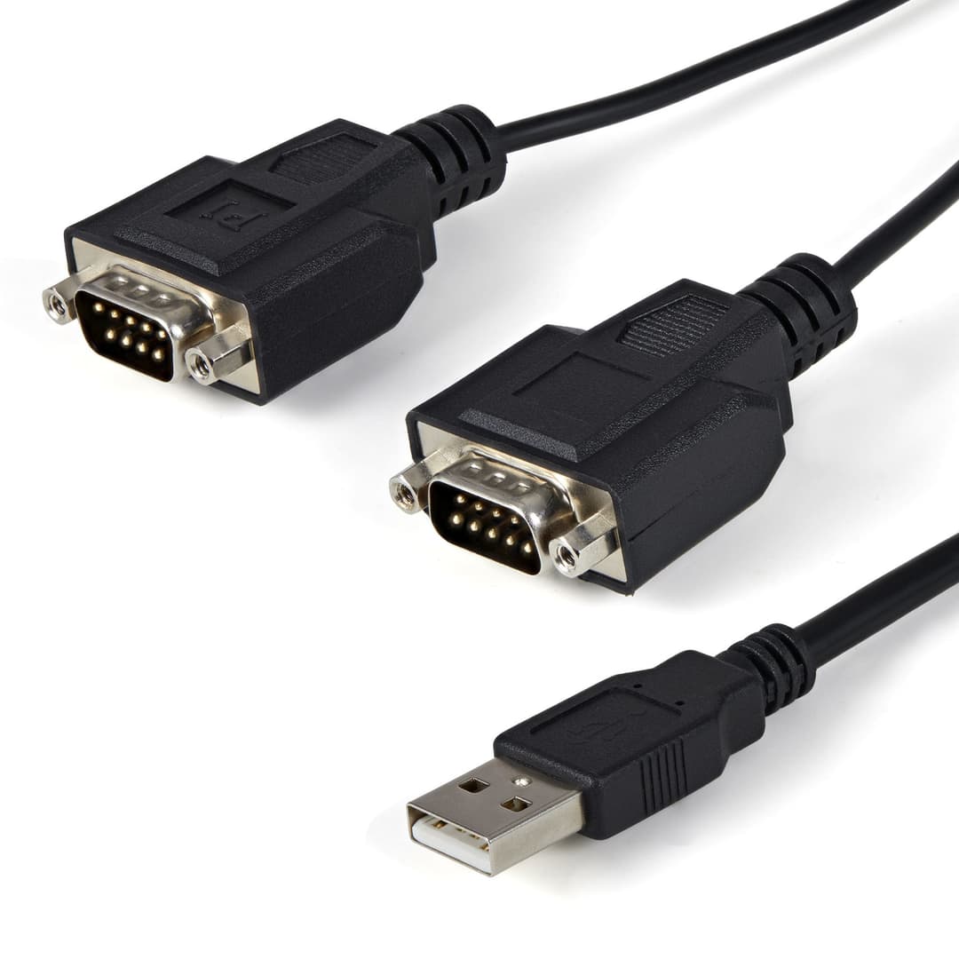 StarTech.com 6ft (1.8m) 2-Port FTDI USB to Serial RS232 Adapter Cable with COM Retention, USB to RS232 Adapter - TAA - Image 1