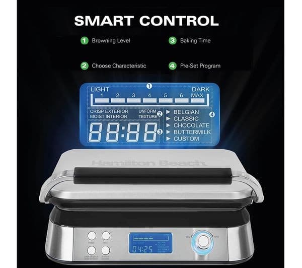 HAMILTON BEACH Pro Smart HB5403T Waffle Maker - Silver - Image 8