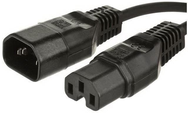 Microconnect Power Extension Cord C14 to C15 Jumper Cable Black - 1m