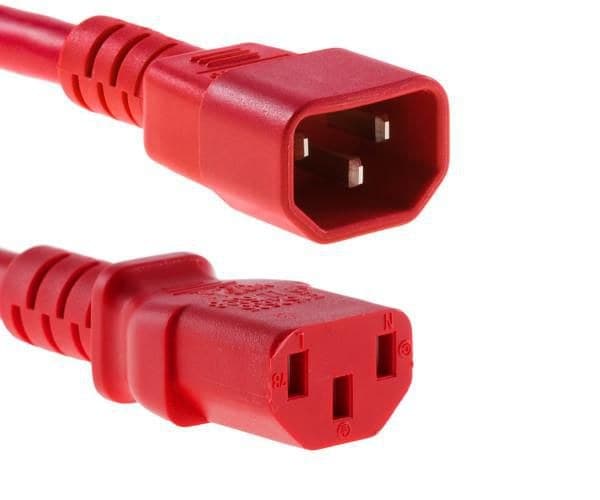 MicroConnect PE040630RED Power Extension Cord C14 to C13 3m Red 10A - Image 2