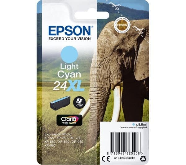 EPSON Elephant 24XL Light Cyan Ink Cartridge - Image 1