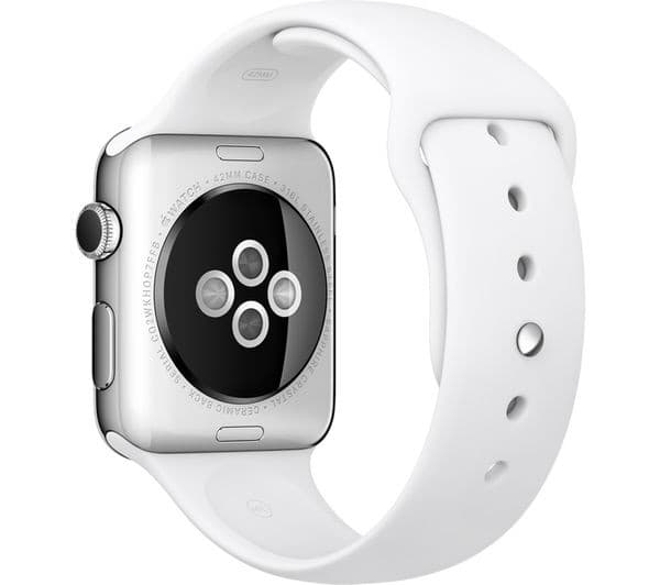 APPLE Watch 42 mm with Sports Band - Stainless Steel & White - Image 1