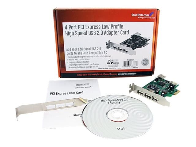 StarTech.com 4 Port PCI Express Low Profile High Speed USB Card - PCIe USB 2.0 Card - PCI-E USB 2.0 Card (PEXUSB4DP) - USB adapter - PCI Express x1 - 4 ports - Image 10