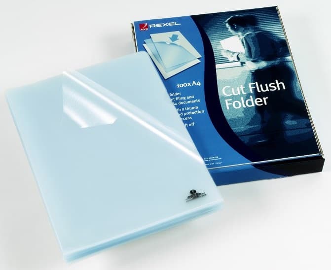 Rexel Cut Flush Folders A4 Clear (100) - Image 1