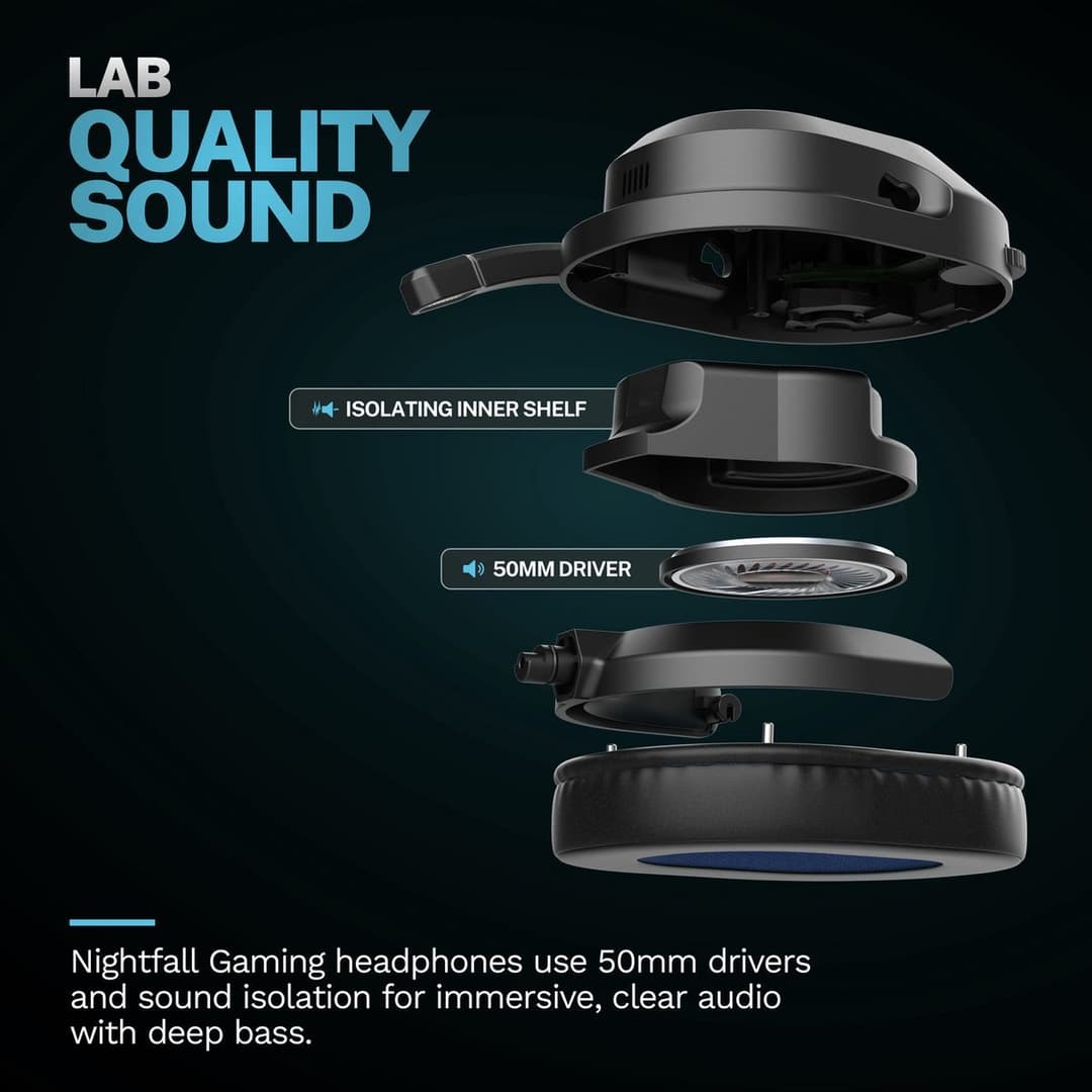 JLab Nightfall PS4, PC, Switch Wireless Gaming Headset Black - Image 4