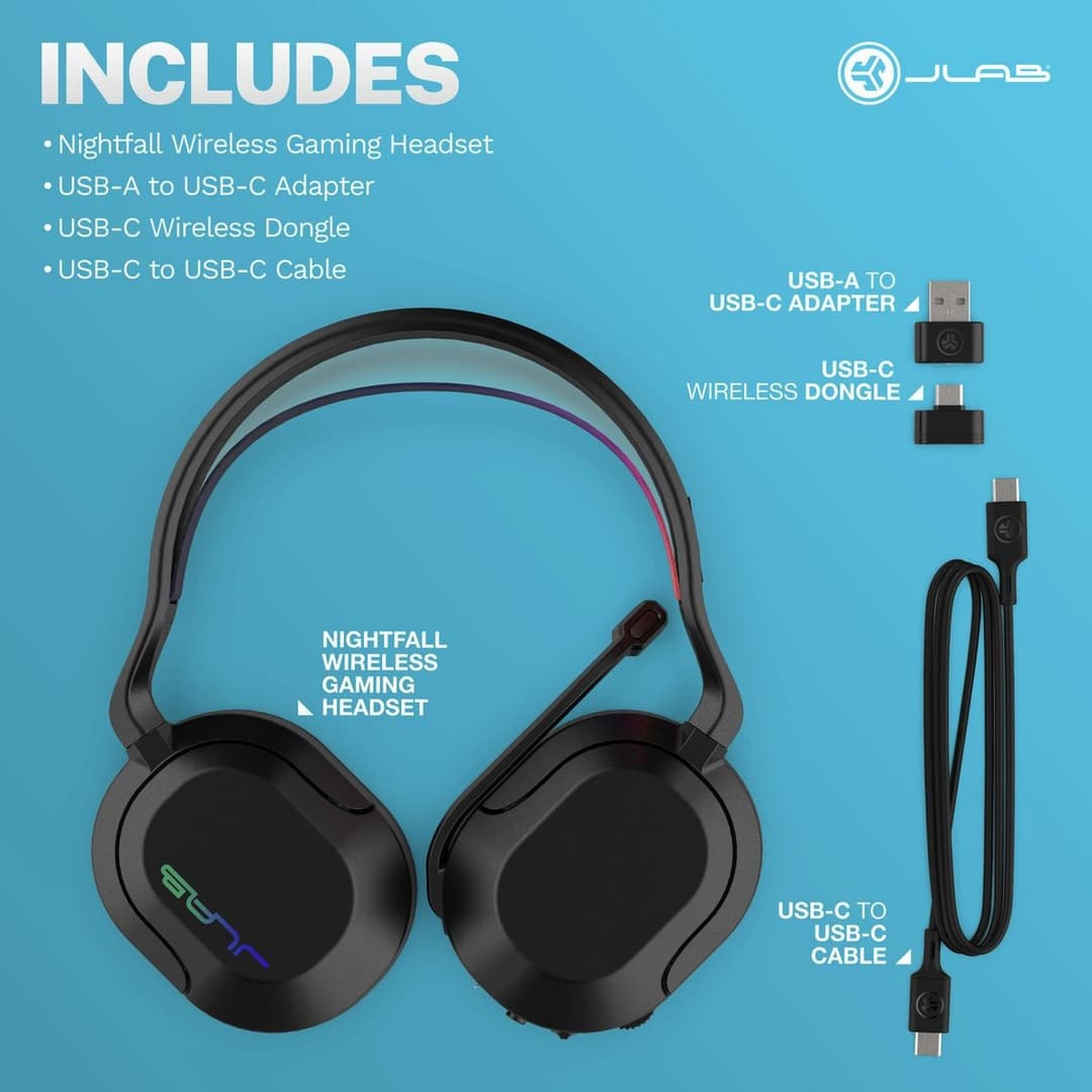 JLab Nightfall PS4, PC, Switch Wireless Gaming Headset Black - Image 7