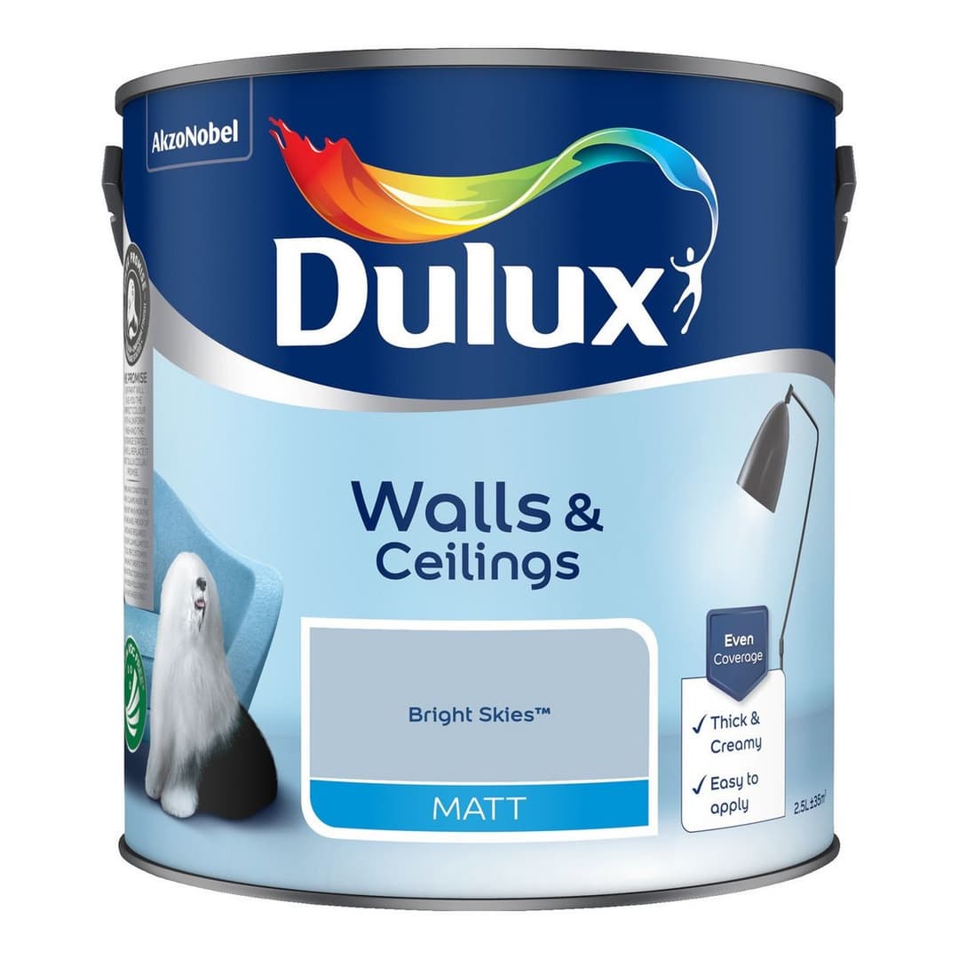 Dulux Walls & Ceilings Matt Bright Skies – 2.5L - Image 3