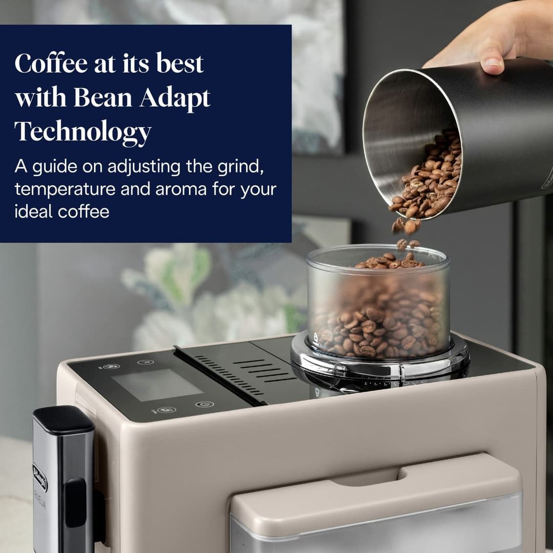 De'Longhi Rivelia Fully Automatic Bean to Cup Coffee Machine with Integrated Milk Container and Removable Bean Container, Colour Touchscreen - Beige (EXAM440.55.BG) - Image 5