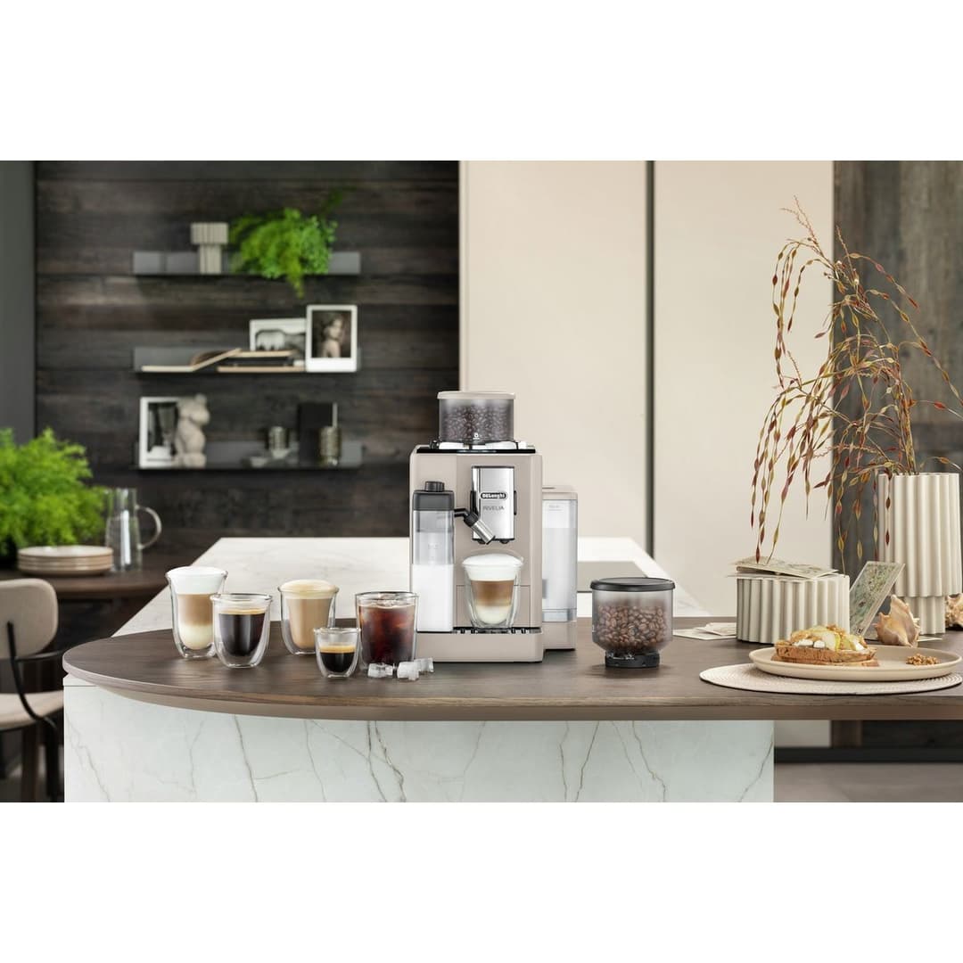 De'Longhi Rivelia Fully Automatic Bean to Cup Coffee Machine with Integrated Milk Container and Removable Bean Container, Colour Touchscreen - Beige (EXAM440.55.BG) - Image 7