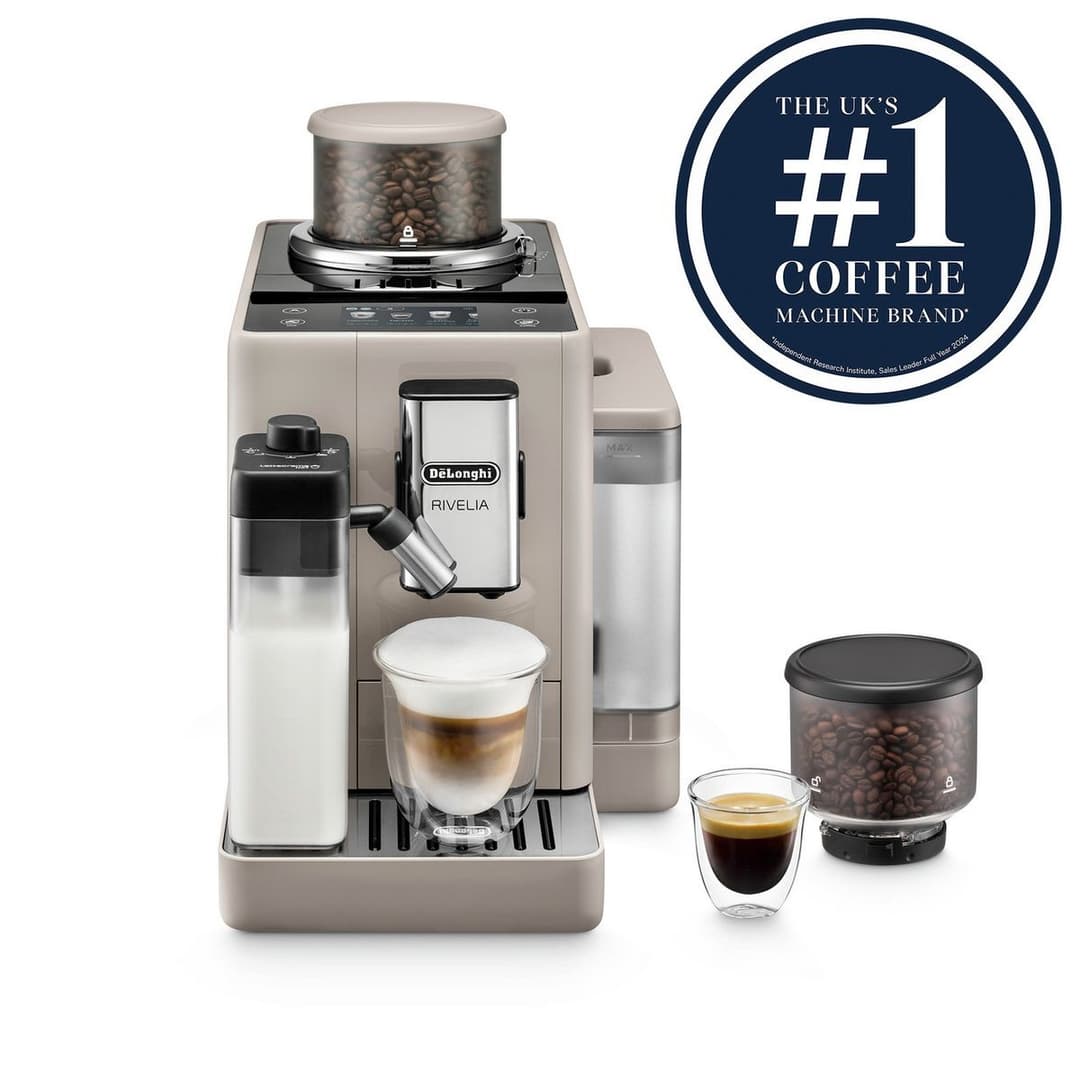 De'Longhi Rivelia Fully Automatic Bean to Cup Coffee Machine with Integrated Milk Container and Removable Bean Container, Colour Touchscreen - Beige (EXAM440.55.BG) - Image 8