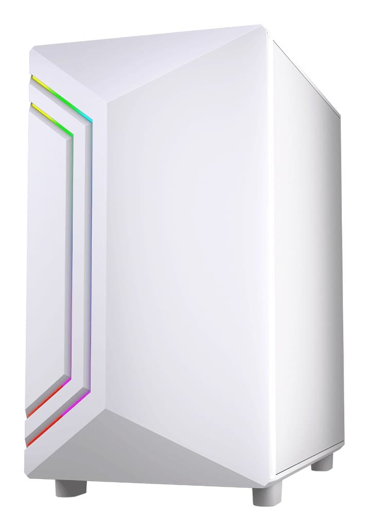 Vida Apollo M Micro-ATX Tempered Glass Gaming PC Case - White - Image 1