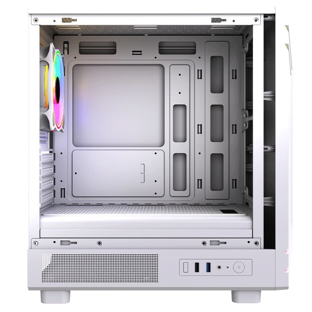Vida Apollo M Micro-ATX Tempered Glass Gaming PC Case - White - Image 2