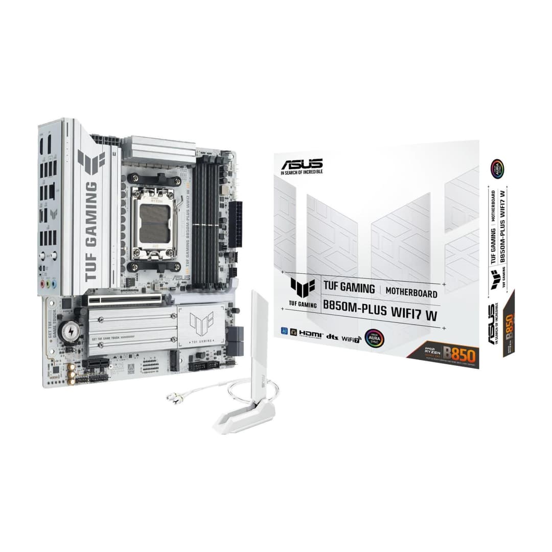 ASUS TUF GAMING B850M-PLUS WIFI7 B850 Socket AM5 Micro-ATX Motherboard - White - Image 1