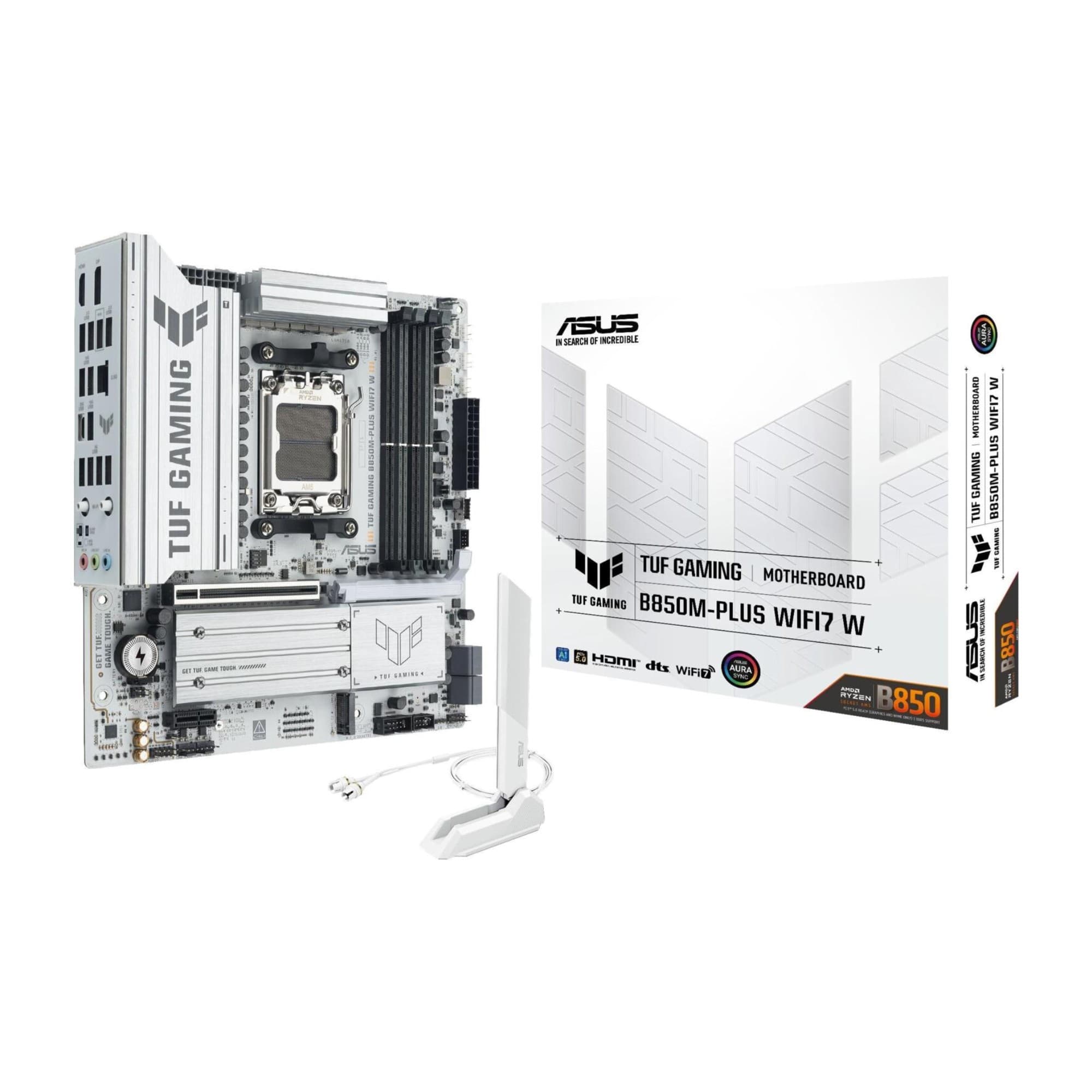 ASUS TUF GAMING B850M-PLUS WIFI7 B850 Socket AM5 Micro-ATX Motherboard - White