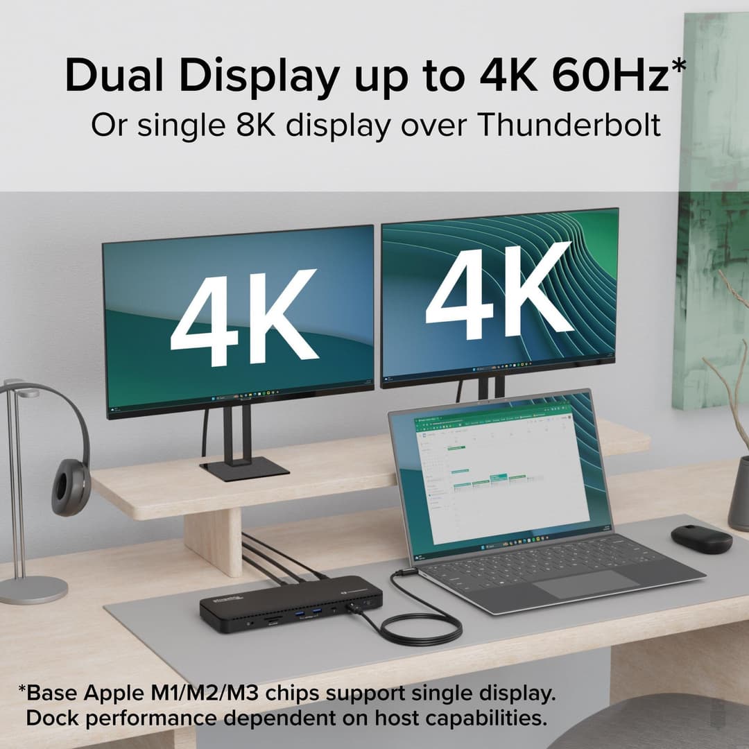 Plugable Technologies Thunderbolt 4 Dock with 100W Charging, Thunderbolt Certified, Laptop Docking Station Dual Monitor Single 8K or Dual 4K HDMI for Windows and Mac, 4X USB, Gigabit Ethernet (TBT4-UD5) - Image 3