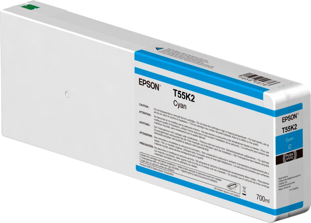 Epson T55K2 UltraChrome HDX/HD 700ml Ink Cartridge for SureColor SC-P6000/P7000/P8000/P9000 - Cyan - Image 1
