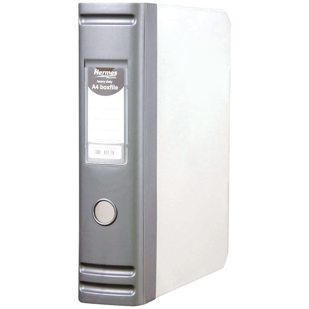 Hermes A4 80mm 2 D-Ring Heavy Duty Polypropylene Box File - Silver