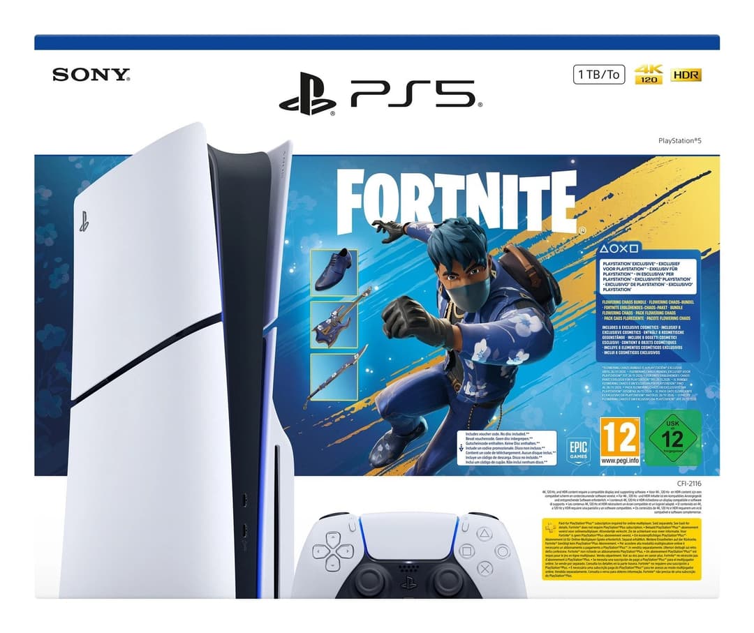 PlayStation 5 Slim 1TB Standard Edition Console White with Fortnite Flowering Chaos Bundle - Image 2