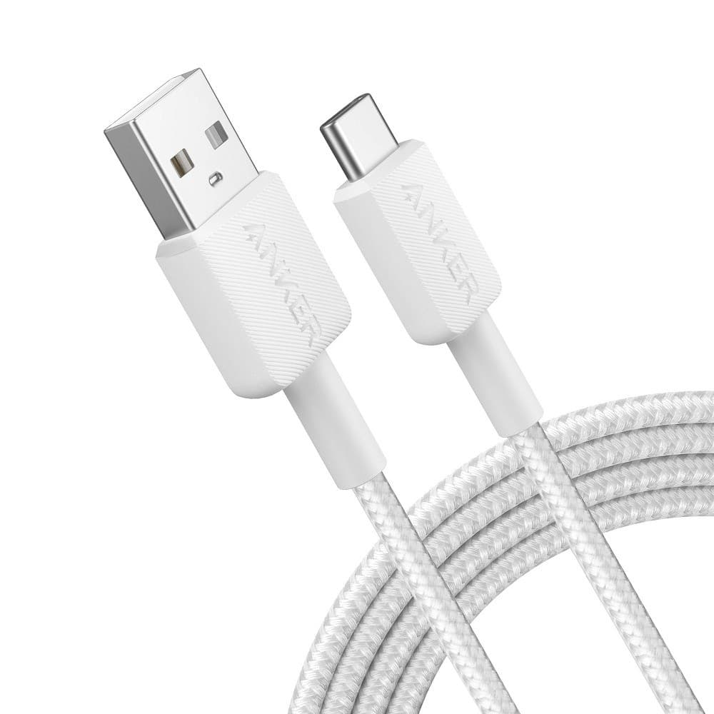 Anker 322 6' USB-A to USB-C Braided Cable - White Iteration - Image 1