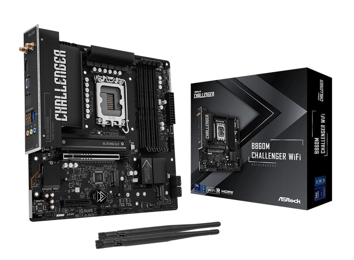 Asrock B860M Challenger WiFi Intel B860 LGA 1851 (Socket V1) DDR5 Wi-Fi 7 micro ATX Motherboard