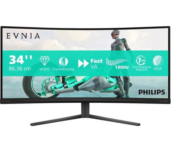 Philips Evnia 3000 34M2C3500L 34" WQHD 180Hz Curved VA Gaming Monitor - Image 1
