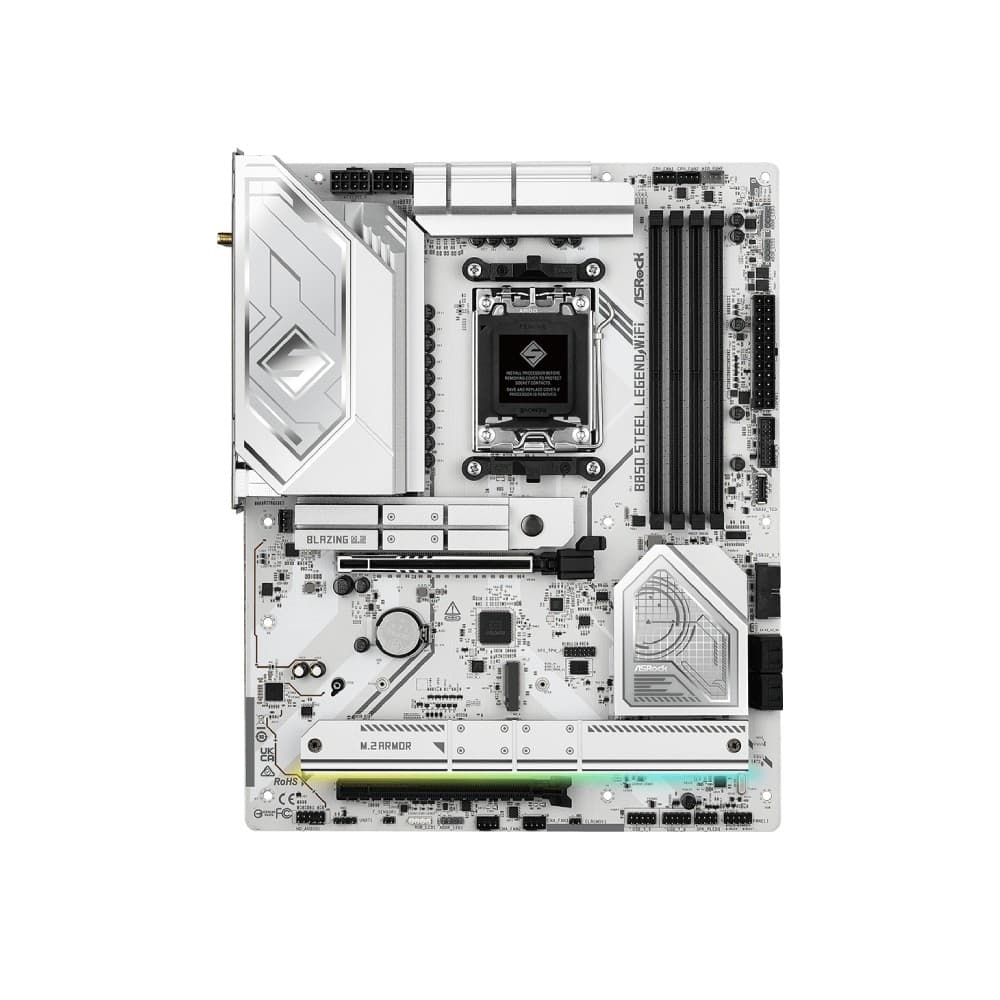 ASRock B850 Steel Legend WiFi DDR5 ATX AMD Socket AM5 Motherboard - White - Image 2
