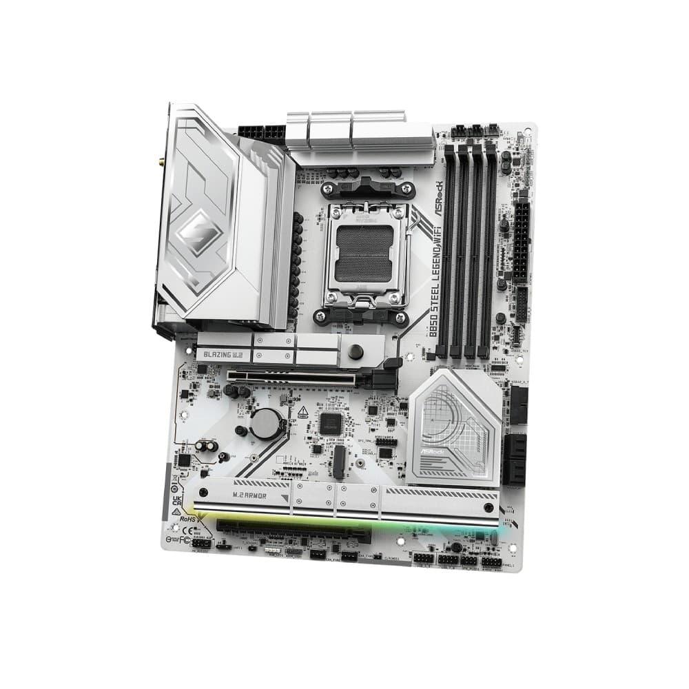 ASRock B850 Steel Legend WiFi DDR5 ATX AMD Socket AM5 Motherboard - White - Image 4