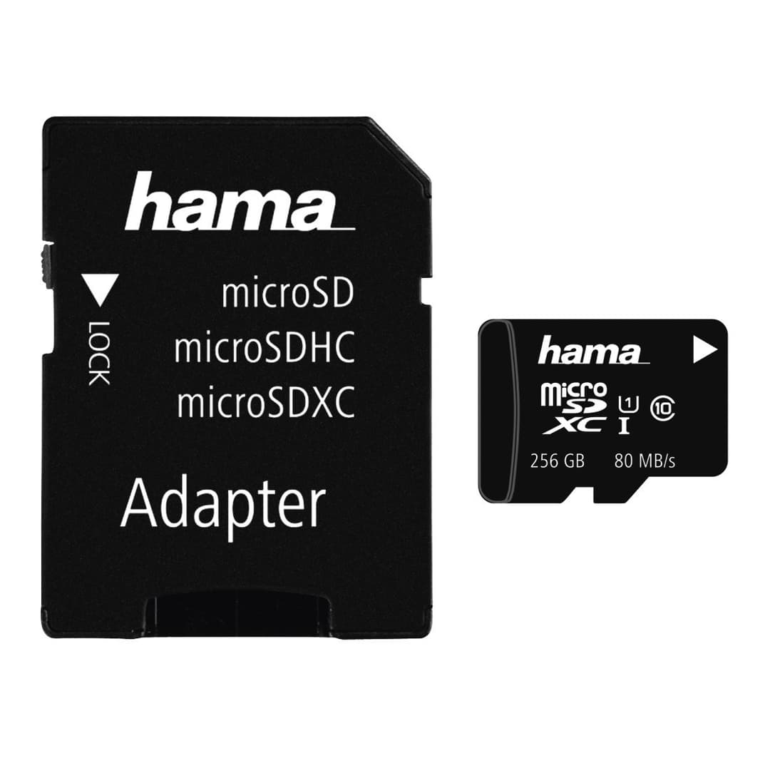 Hama microSD UHS-I Class 10 Memory Card with SD Adapter - 256GB - Image 1