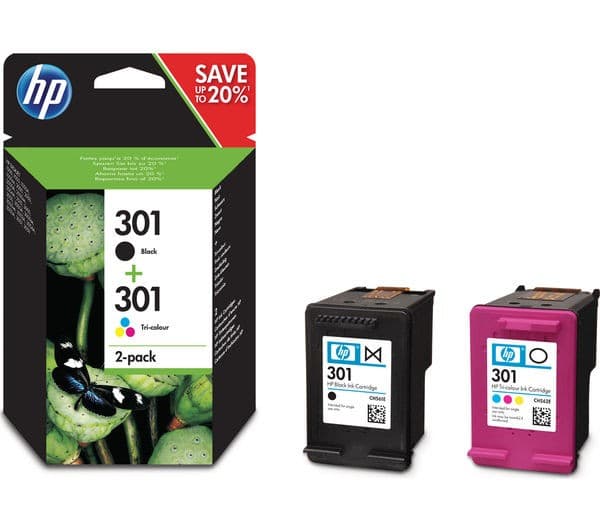 HP 301 - 2-pack - black, colour (cyan, magenta, yellow) - original - ink cartridge