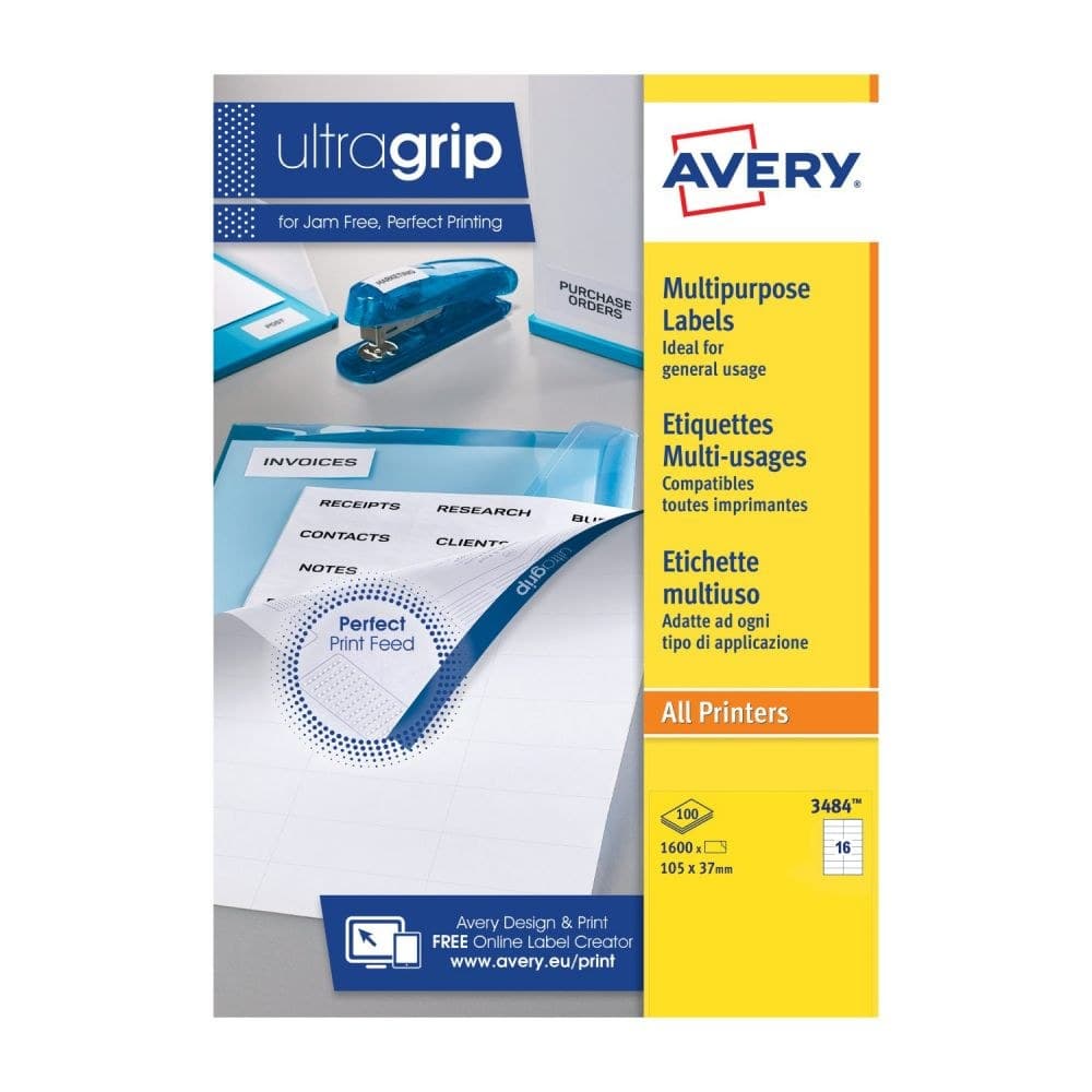 Avery 3484 Multipurpose Labels 100 sheets - 16 Label per Sheet - Image 1