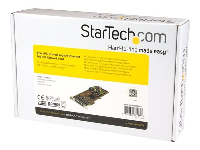 StarTech.com 4 Port Gigabit PoE (Power over Ethernet) Card - PCIe Network Card - PoE / PoE+ Up to 25W Per Port - PCIe NIC - Gigabit Ethernet Card (ST4000PEXPSE) - network adapter - PCIe x4 - Gigabit Ethernet x 4 - Image 6
