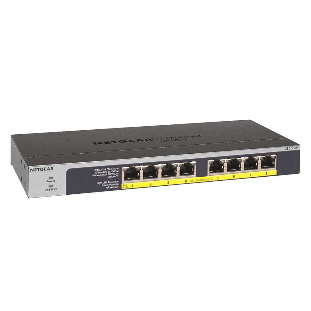 NETGEAR ProSAFE GS108LP Unmanaged Gigabit Ethernet 8 Ports Network Switch - Black - Image 2
